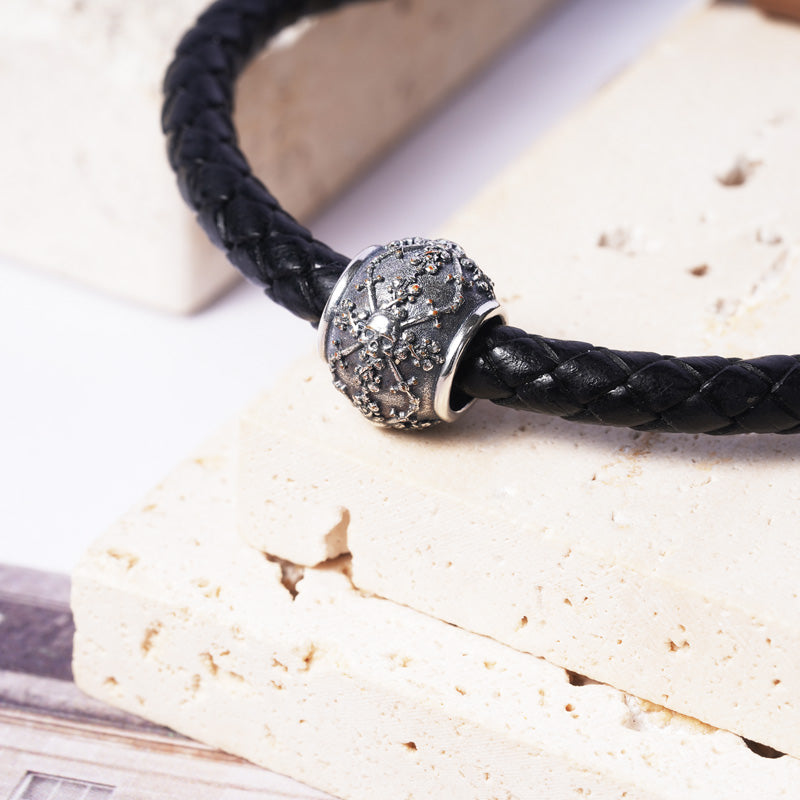 Skull with Swords Men's Charm Bead Sterling Siver fit Men's Bracelet Jewelry for Men_2