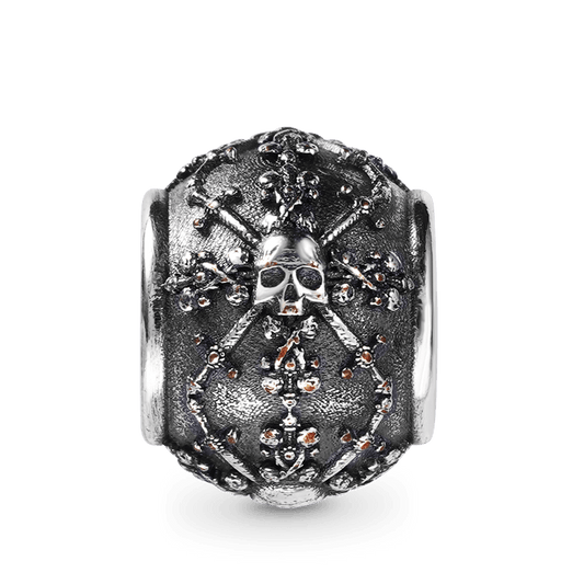 Skull with Swords Men's Charm Bead Sterling Siver fit Men's Bracelet Jewelry for Men_1