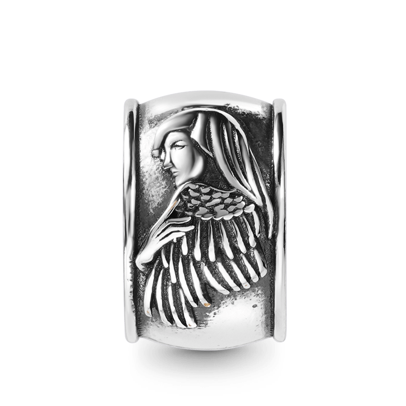 Angel & Burning Heart Men's Charm Bead Sterling Siver fit Men's Bracelet Jewelry for Men_1