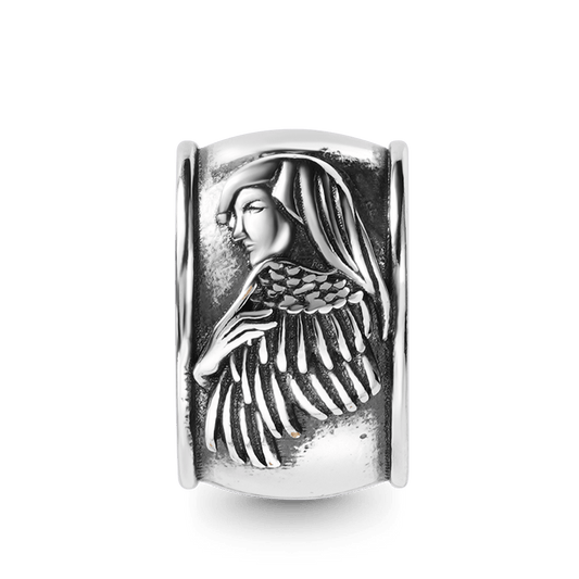 Angel & Burning Heart Men's Charm Bead Sterling Siver fit Men's Bracelet Jewelry for Men_1