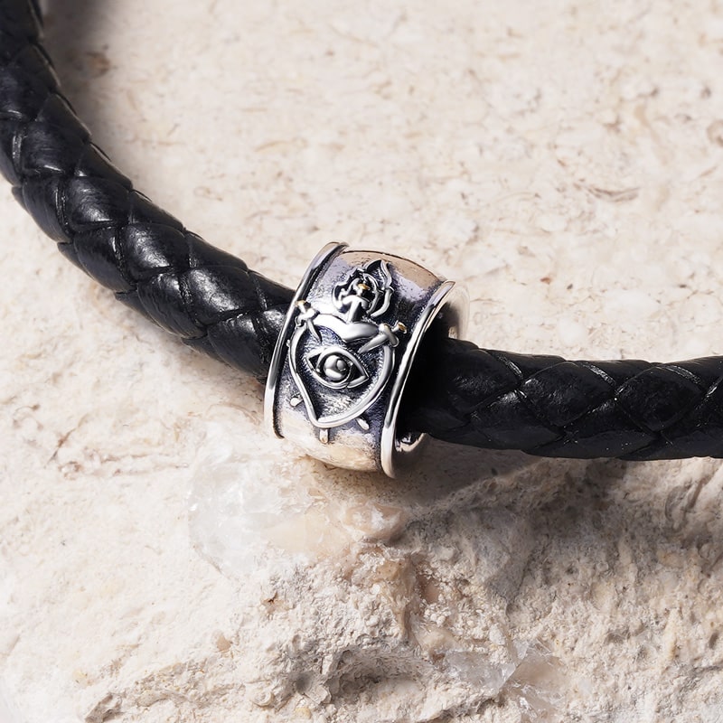 Angel & Burning Heart Men's Charm Bead Sterling Siver fit Men's Bracelet Jewelry for Men_2