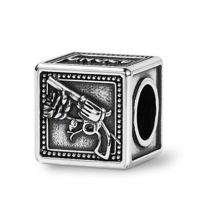 Gun & Rose Men's Charm Bead Sterling Siver fit Men's Bracelet Jewelry for Men_1