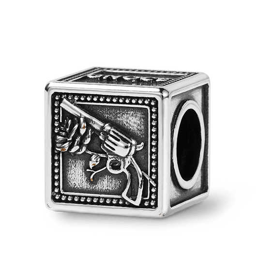 Gun & Rose Men's Charm Bead Sterling Siver fit Men's Bracelet Jewelry for Men_1