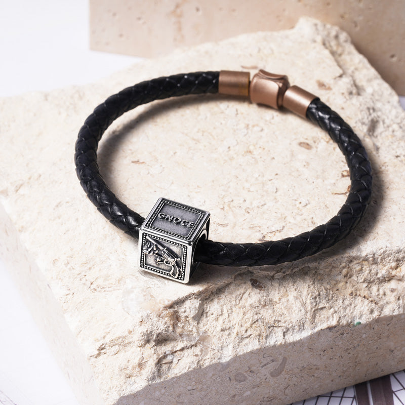 Gun & Rose Men's Charm Bead Sterling Siver fit Men's Bracelet Jewelry for Men_2