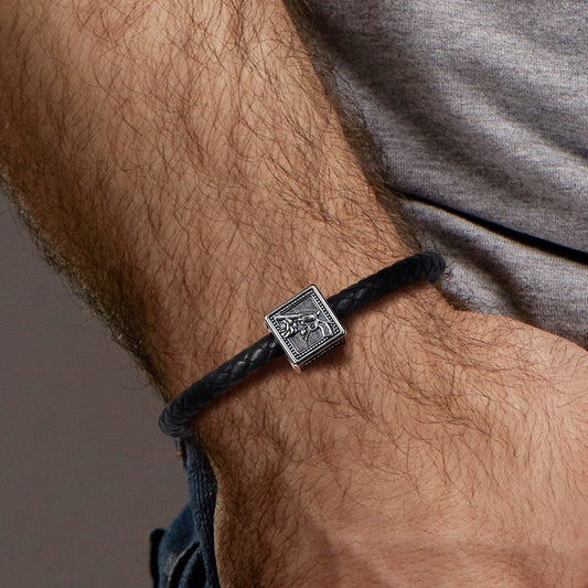 Gun & Rose Men's Charm Bead Sterling Siver fit Men's Bracelet Jewelry for Men_3