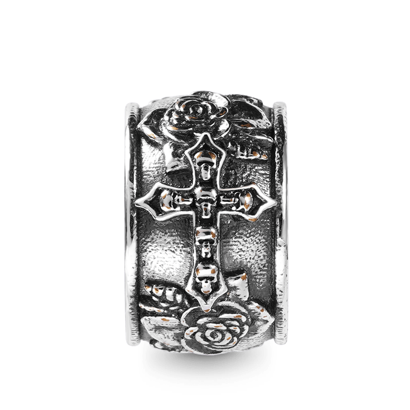 Skull Cross & Rose Men's Charm Bead Sterling Siver fit Men's Bracelet Jewelry for Men_1