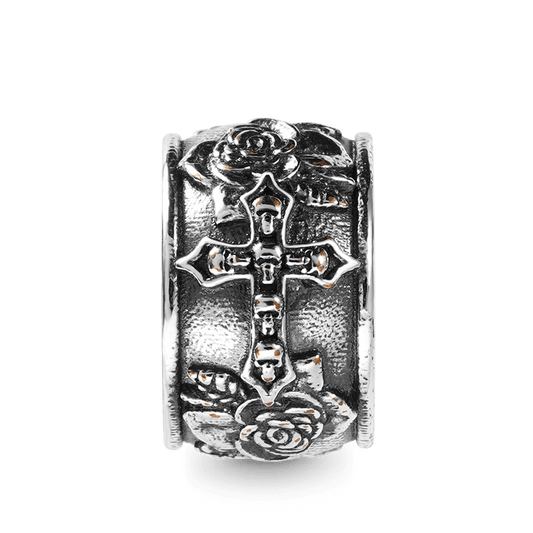 Skull Cross & Rose Men's Charm Bead Sterling Siver fit Men's Bracelet Jewelry for Men_1