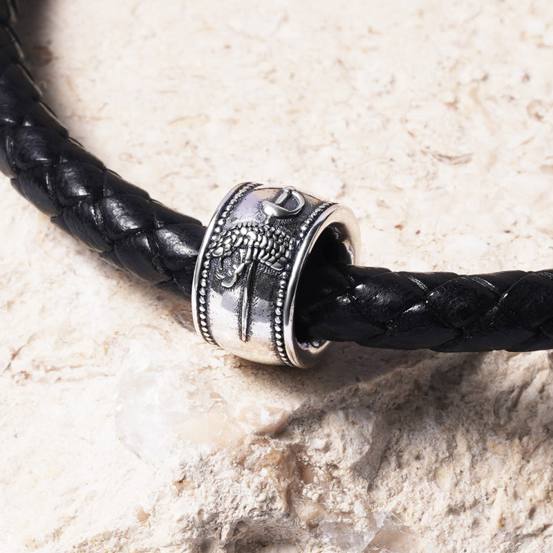 Skull Swords Snake Men's Charm Bead Sterling Silver fit Men's Bracelet Jewelry for Men_2