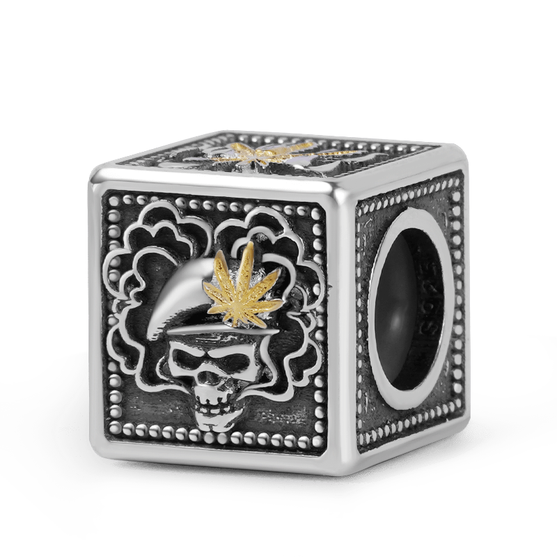 Smoking Skull Men's Charm Bead Sterling Siver fit Men's Bracelet Jewelry for Men_1