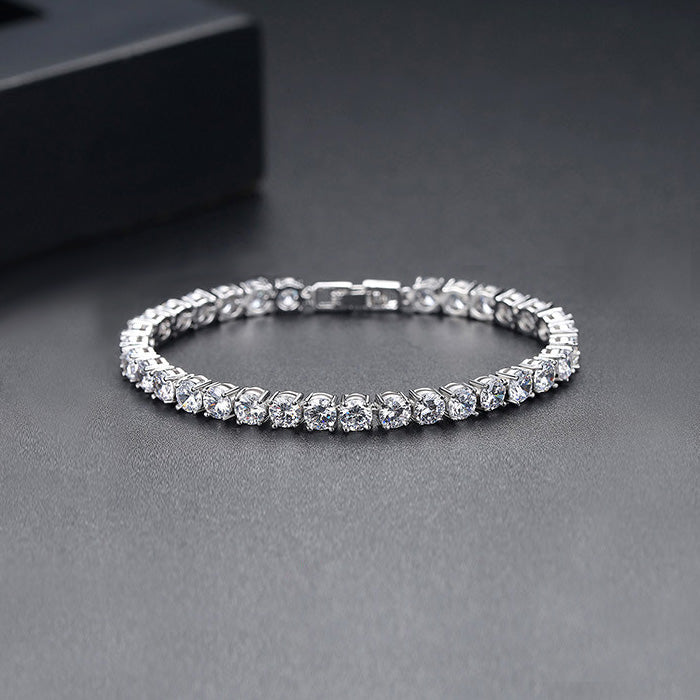 Shiny CZ Tennis Bracelet Silver Plated_2