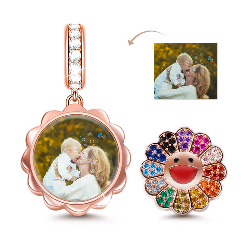 Gnoce "Childish Power" Murakami Takashi Sunflower Pendant With  Zircon Photo Charm_1