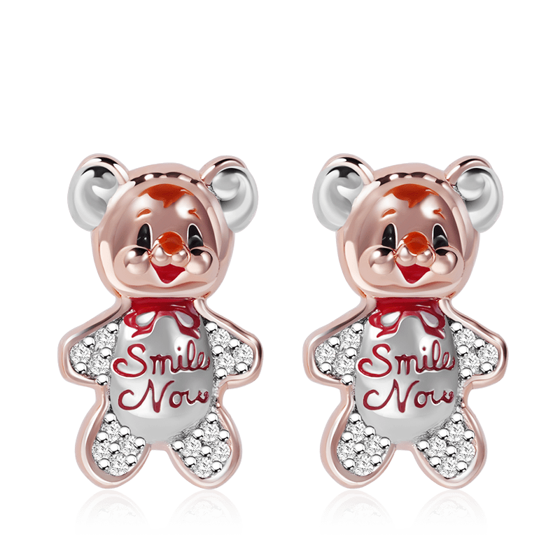 Cute Bear Stud Earrings 925 Sterling Silver Gift for Valentine's Day_1