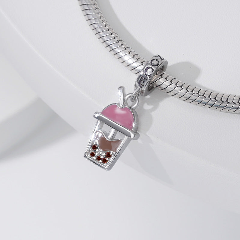Bubble Tea Pendant Dangle Charm 925 Sterling Silver_2