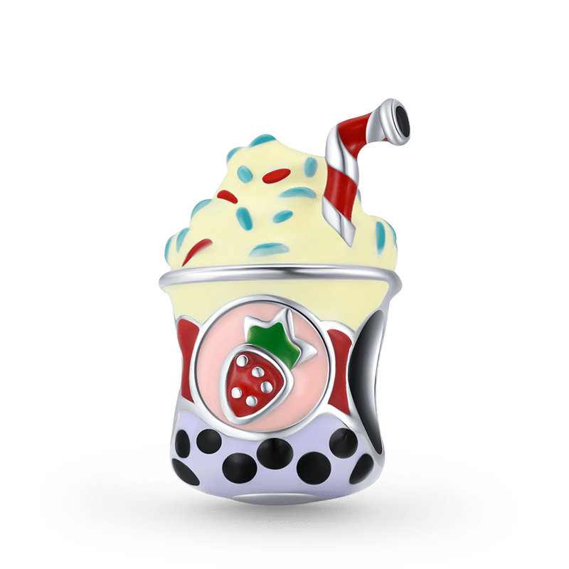 Sweet Ice Cream Milk Tea Charm Bead 925 Sterling Silver with Colorful Enamels_1