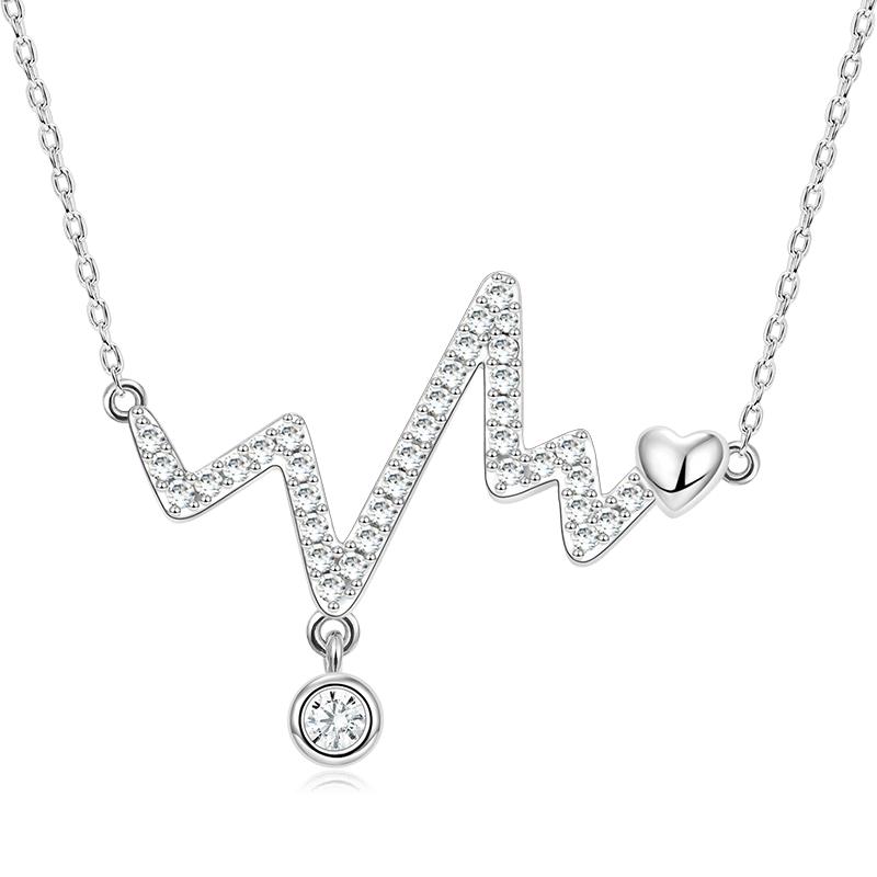 Heart Melody Necklace Copper Inlaid with Clear Gemstones_1