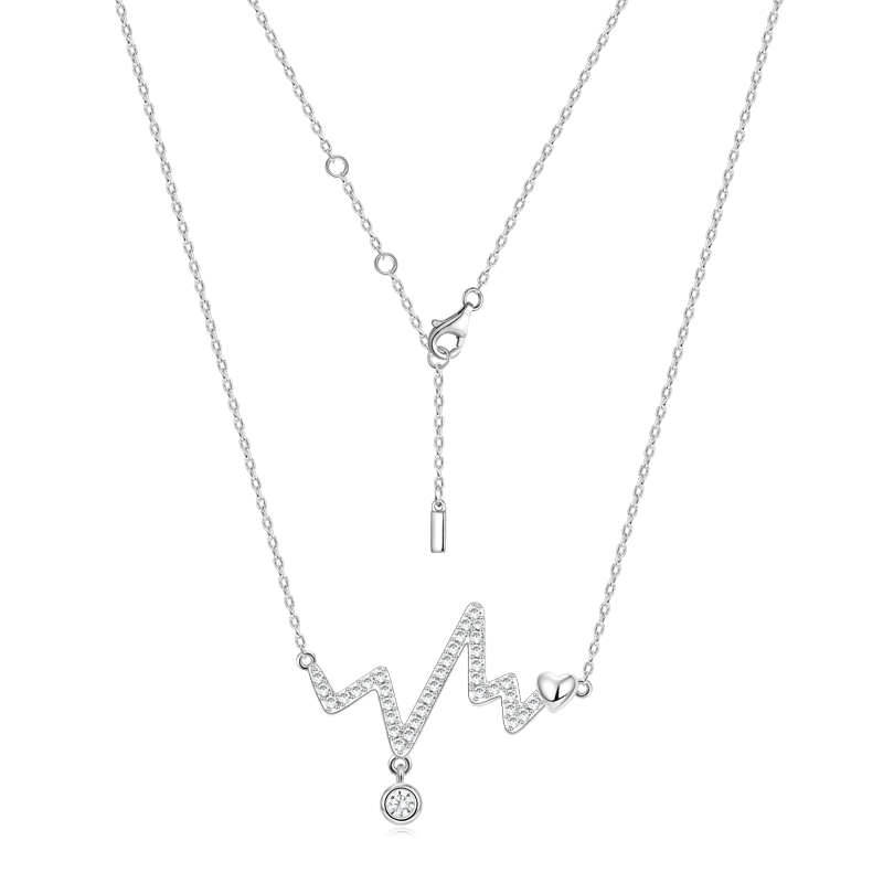 Heart Melody Necklace Copper Inlaid with Clear Gemstones_2