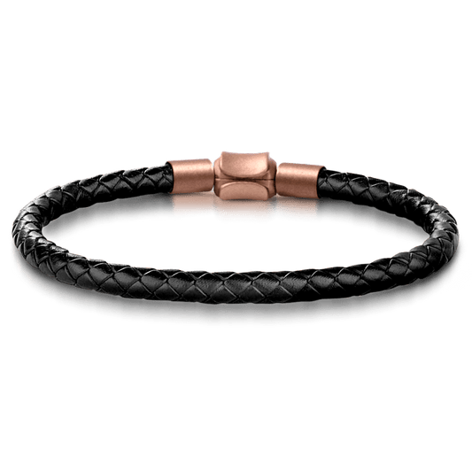 Copper Black Leather Men's Bracelet_1