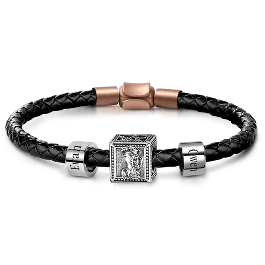 Rose Knight Vintage Bead & Customized Classic Beads S925 Sterling Silver with Gift Copper Black Leather Men's Bracelet Jewelry for Men_1