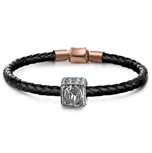 Eagle Men's Vintage Bead S925 Sterling Silver with Gift Copper Black Leather Men's Bracelet Jewelry for Men_1