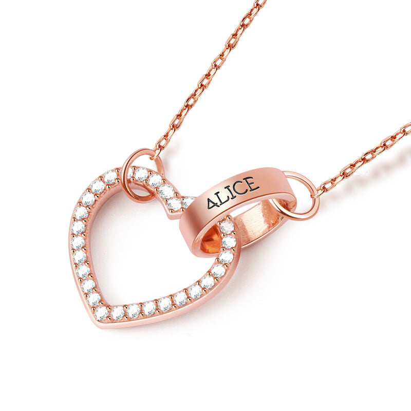 Gnoce "Lock My Heart" 18K Rose Gold Plated Personalized Sterling Silver Name Necklace with Adjustable Chain_3