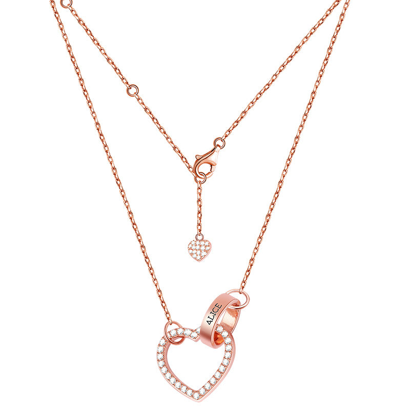 Gnoce "Lock My Heart" 18K Rose Gold Plated Personalized Sterling Silver Name Necklace with Adjustable Chain_2