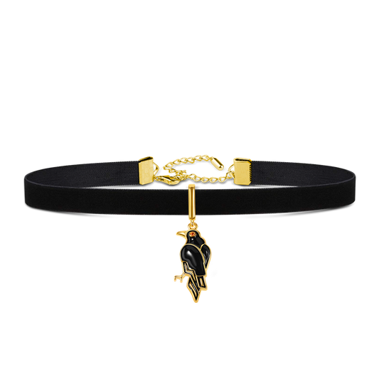 Crow Choker Adjustable Velvet Necklace Copper with Black & 18K Gold Plated_1
