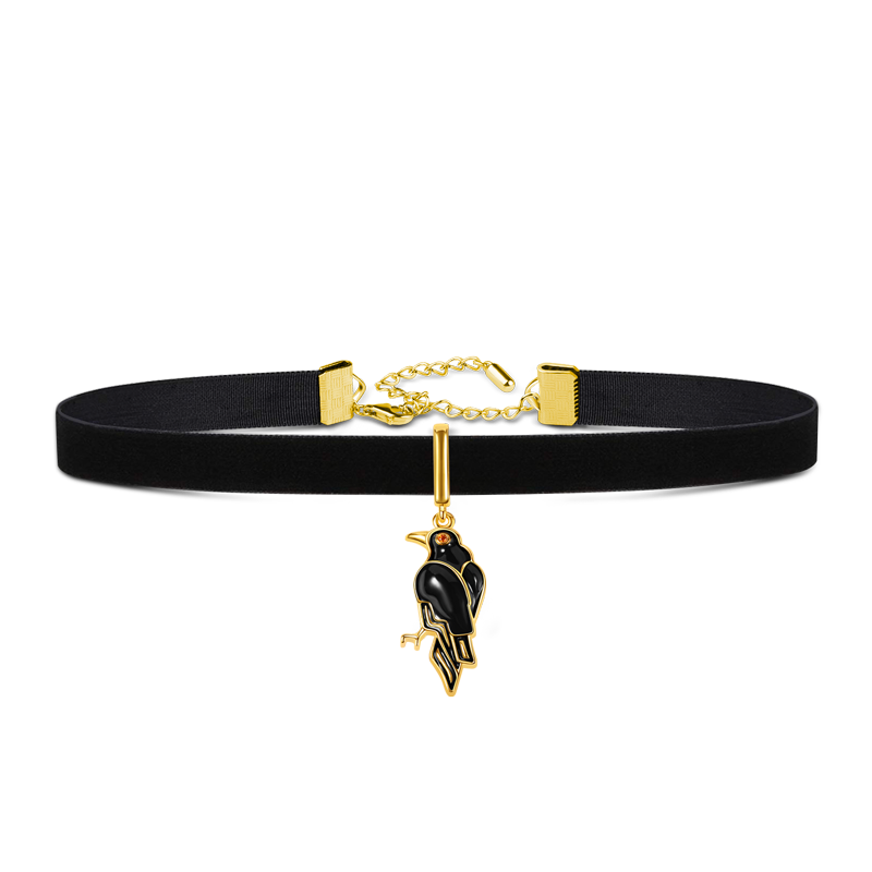 Crow Choker Adjustable Velvet Necklace Copper with Black & 18K Gold Plated_1