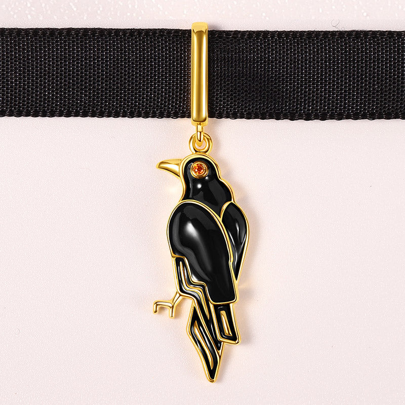 Crow Choker Adjustable Velvet Necklace Copper with Black & 18K Gold Plated_2