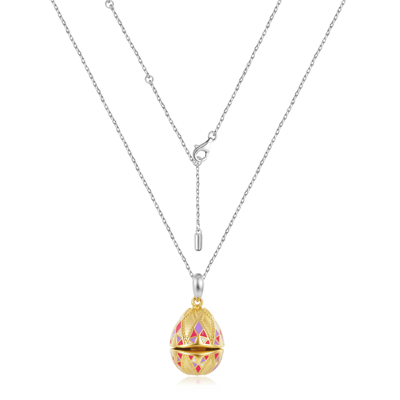 Openable Bunny Easter Egg Necklace 925 Sterling Silver 18K Gold Plated_2