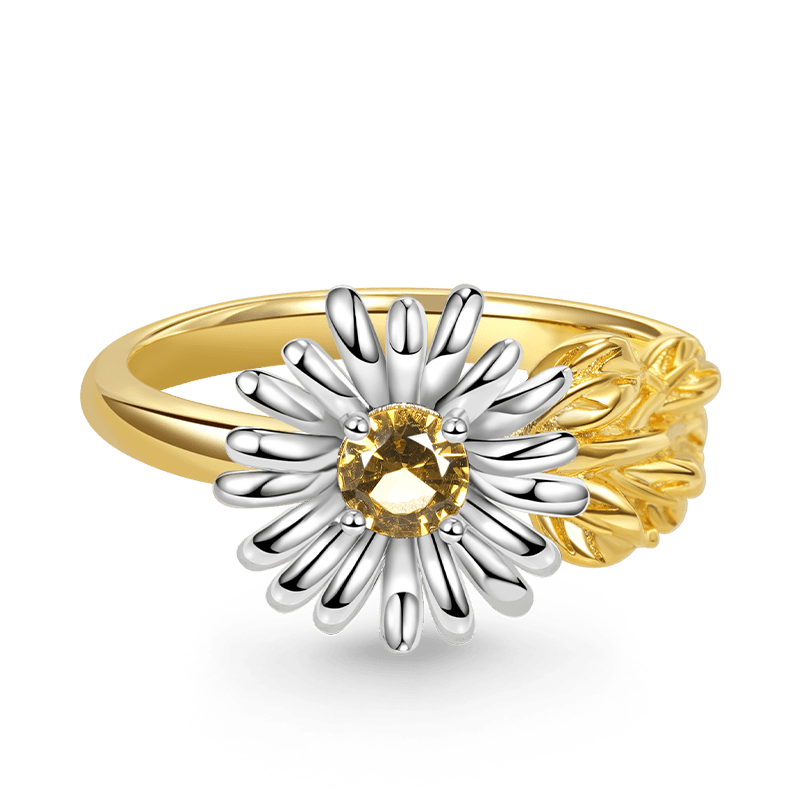 Adjustable Open Daisy Flower Ring 925 Sterling Silver 18K Gold Plated_1