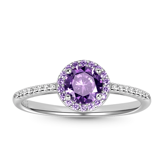 Sparkling Purple Round-cut Ring 925 Sterling Silver_1