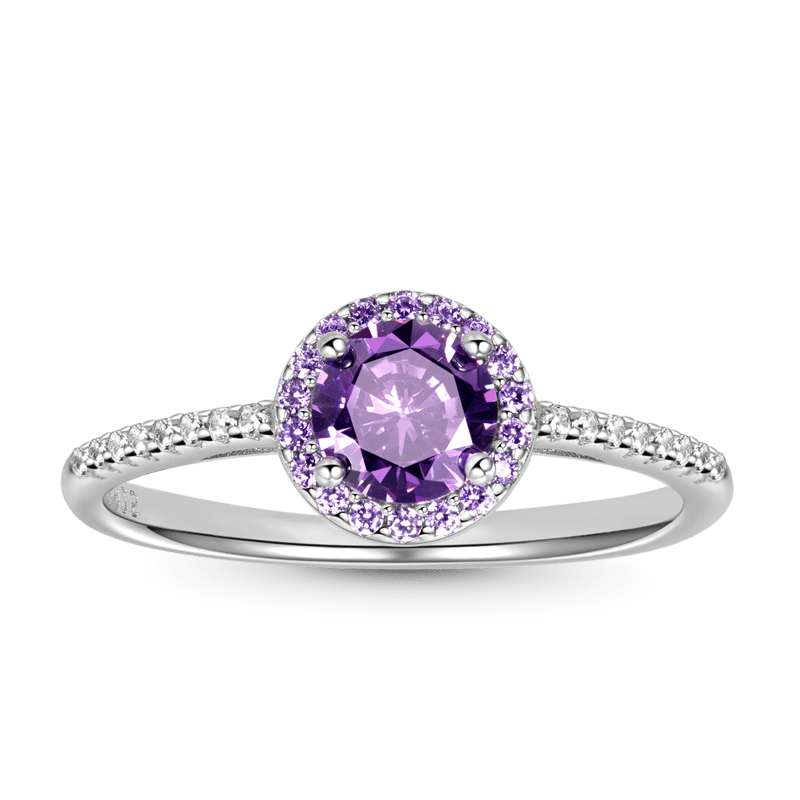 Sparkling Purple Round-cut Ring 925 Sterling Silver_1