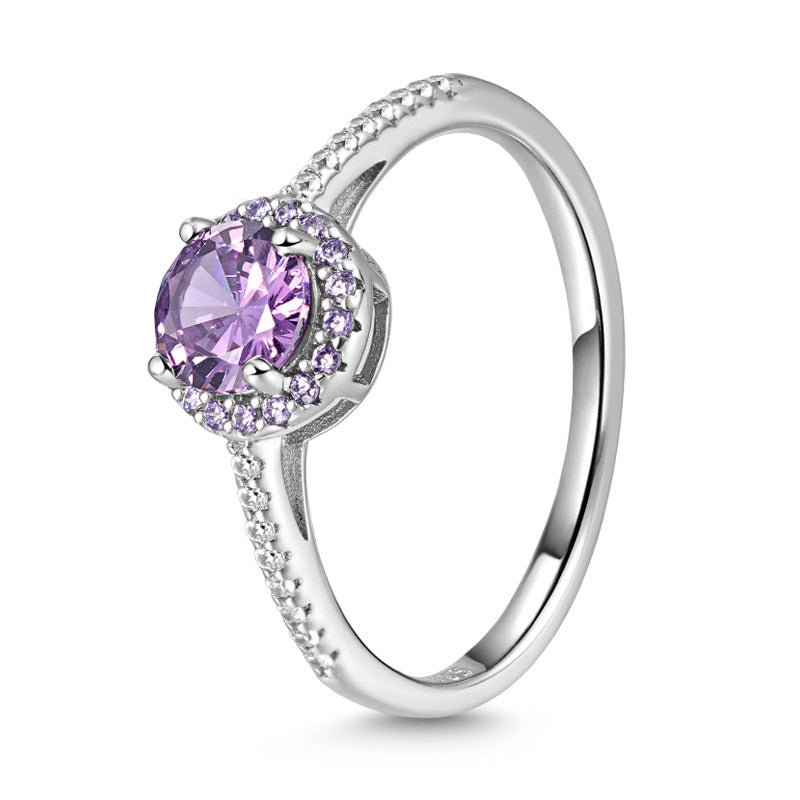 Sparkling Purple Round-cut Ring 925 Sterling Silver_3