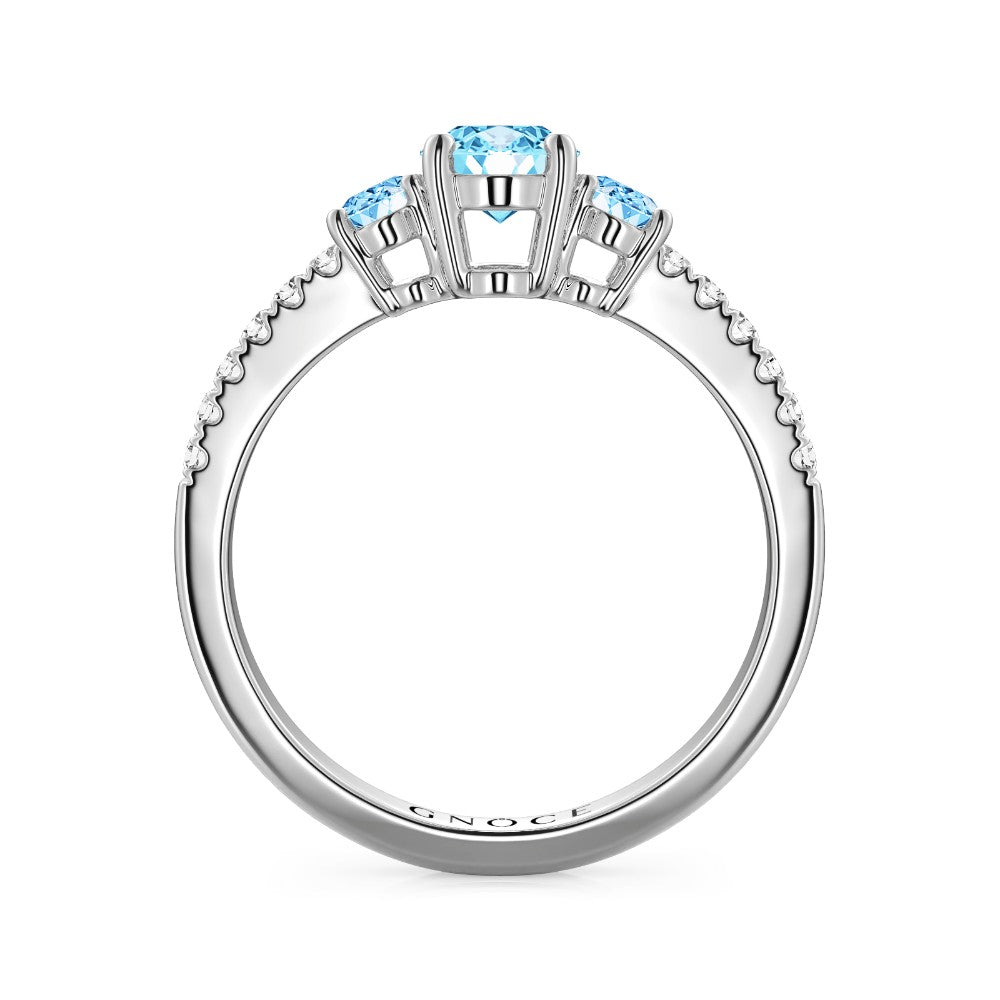 Sky Blue Three-Stone Engagement Ring 925 Sterling Silver_3