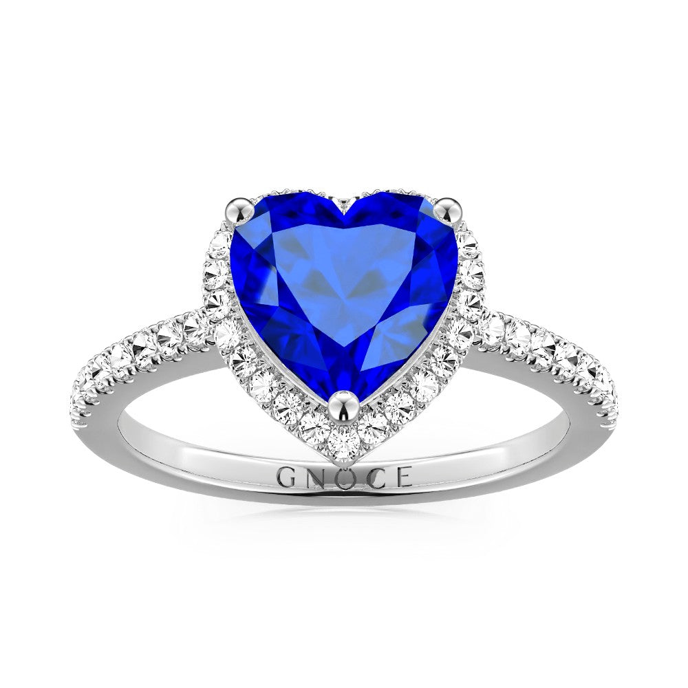 Royal Blue Heart-shaped Ring 925 Sterling Silver Pave with Clear CZ Stones_1