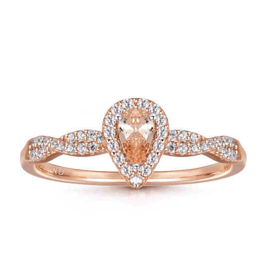 Twisted Teardrop Ring 925 Sterling Silver 18K Rose Gold Plated_1