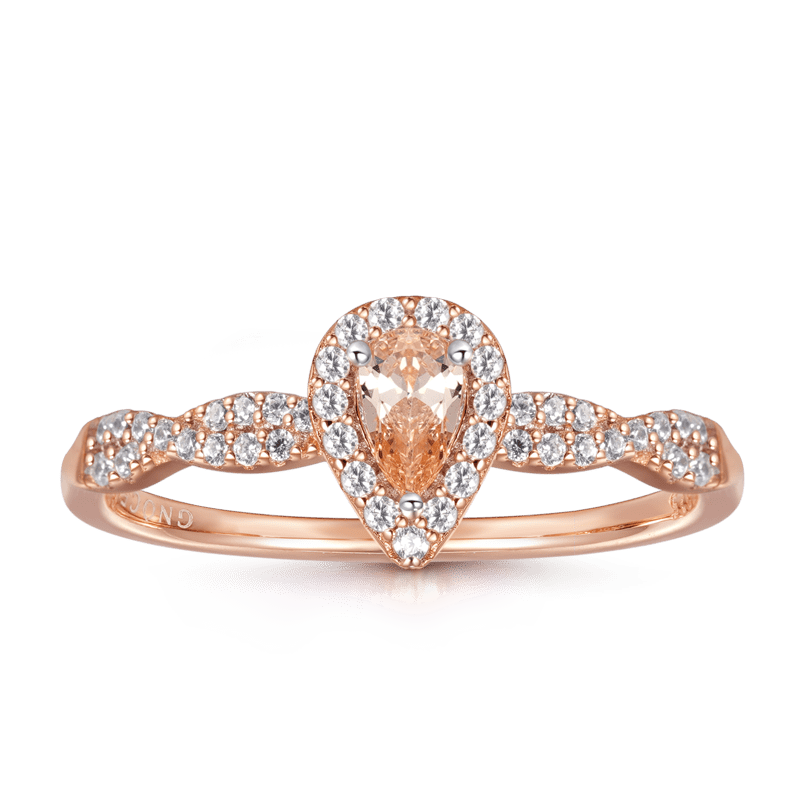 Twisted Teardrop Ring 925 Sterling Silver 18K Rose Gold Plated_1