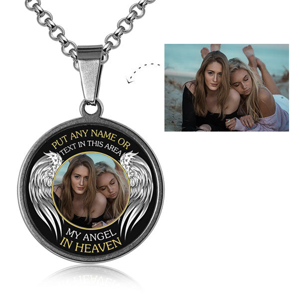 Personalized Memorial Photo Engraved Necklace Copper with Platinum Plated Silver_1