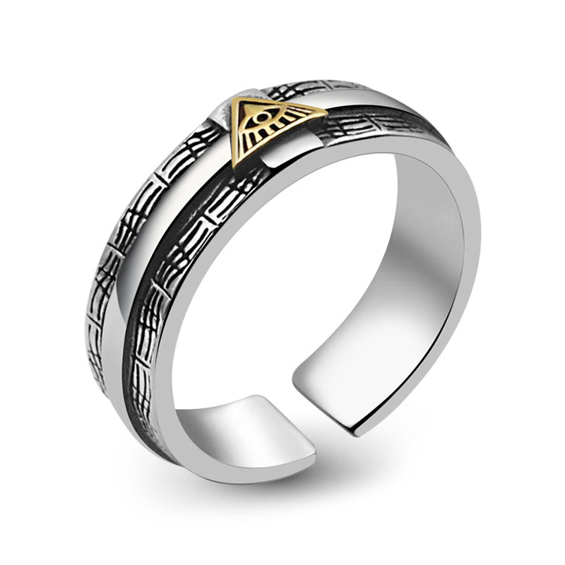 Adjustable Eye of God Men's Vintage Ring S925 Sterling Silver for Men_2