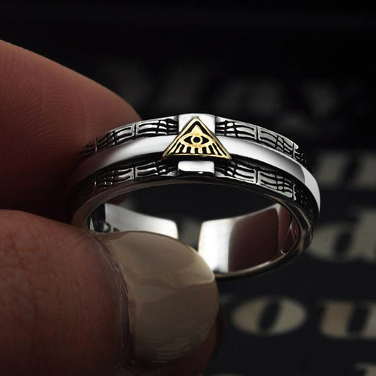 Adjustable Eye of God Men's Vintage Ring S925 Sterling Silver for Men_6