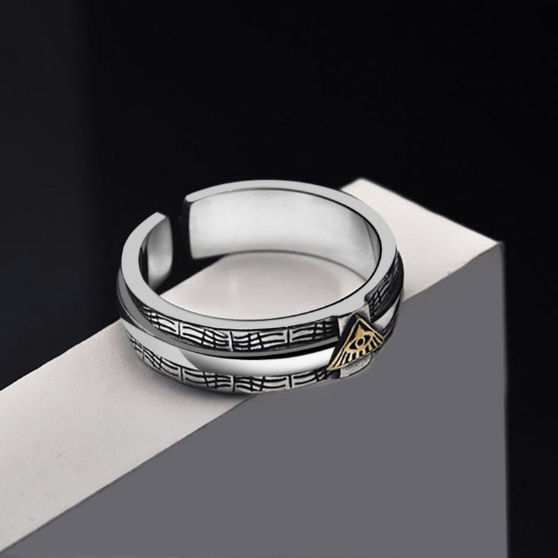 Adjustable Eye of God Men's Vintage Ring S925 Sterling Silver for Men_4