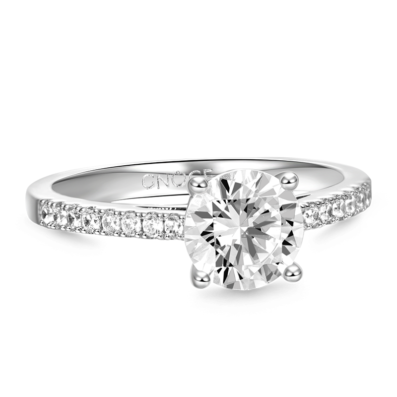 Sparkling Round Solitaire Ring 925 Sterling Silver Inlaid with Clear Gemstones_2