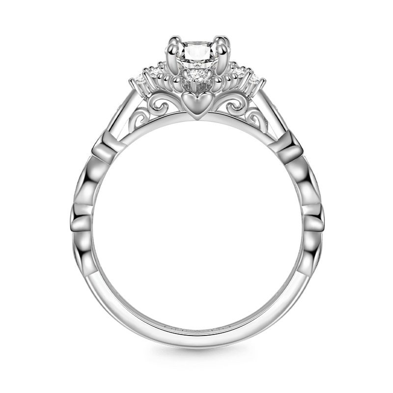 Vintage Oval Engagement Ring 925 Sterling Silver Inlaid with Clear Gemstones_4