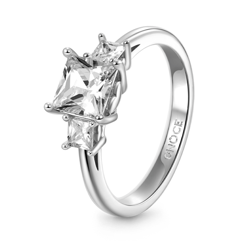 Clear Three-Stone Ring 925 Sterling Silver with Gemstone_3