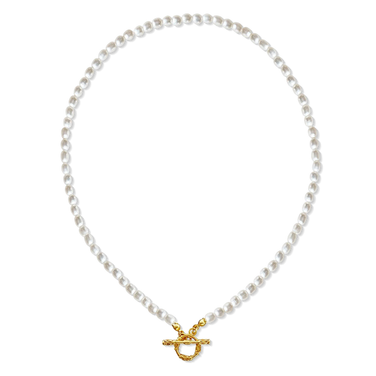 Elegant Pearl Choker Necklace Copper with 18K Gold Plated_1