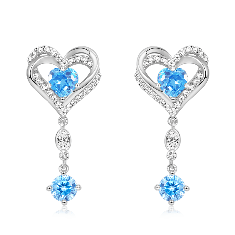 Gnoce Elegant Triple Heart Encircled Dangle Earrings_1