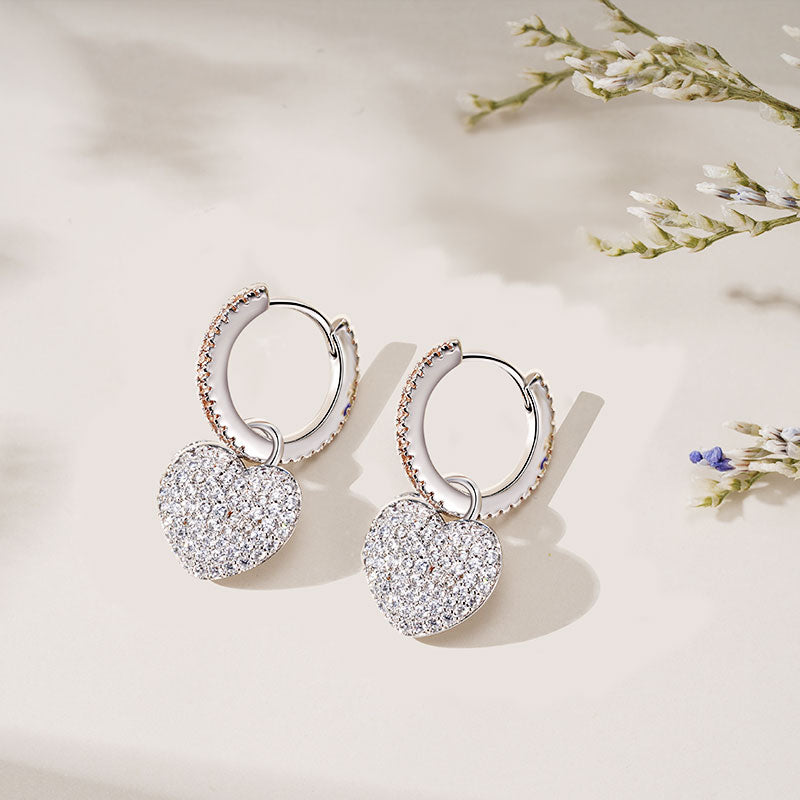 Gnoce Sparkling Pave Gems Heart Hoop Earrings_2