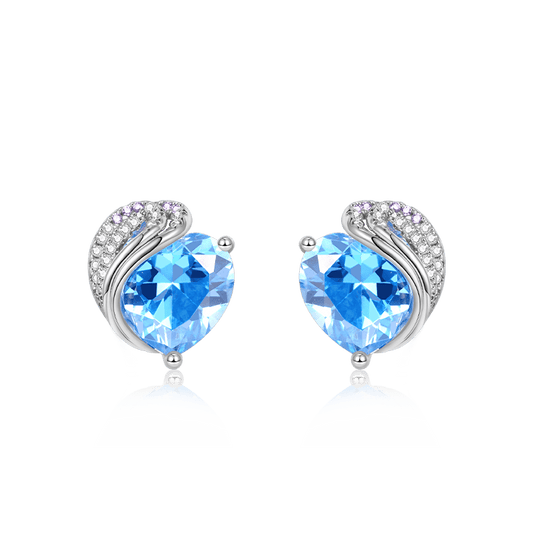 Gnoce Blue Knotted Heart Stud Earrings_1