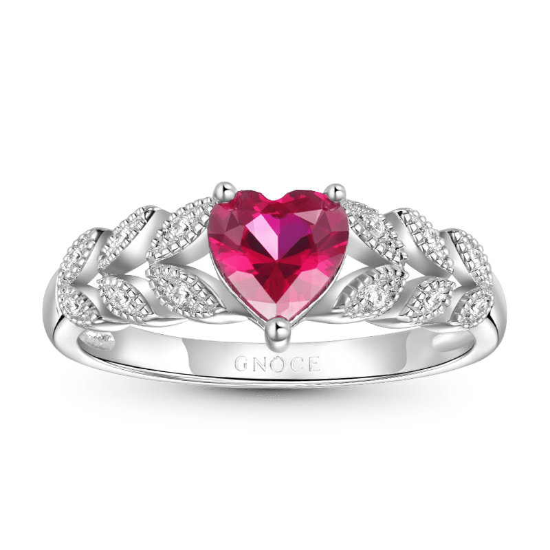 Gnoce Three Prong Heart Cut Garnet Engagement Ring_1