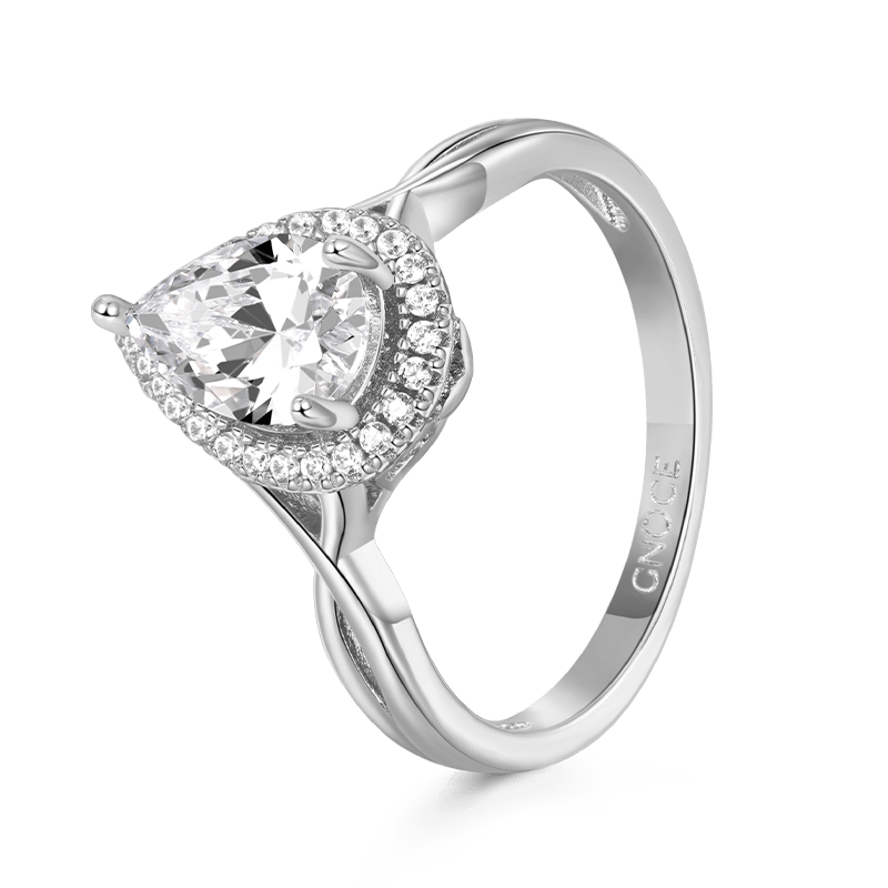 Gnoce Crossover Pear Halo Engagement Ring_3
